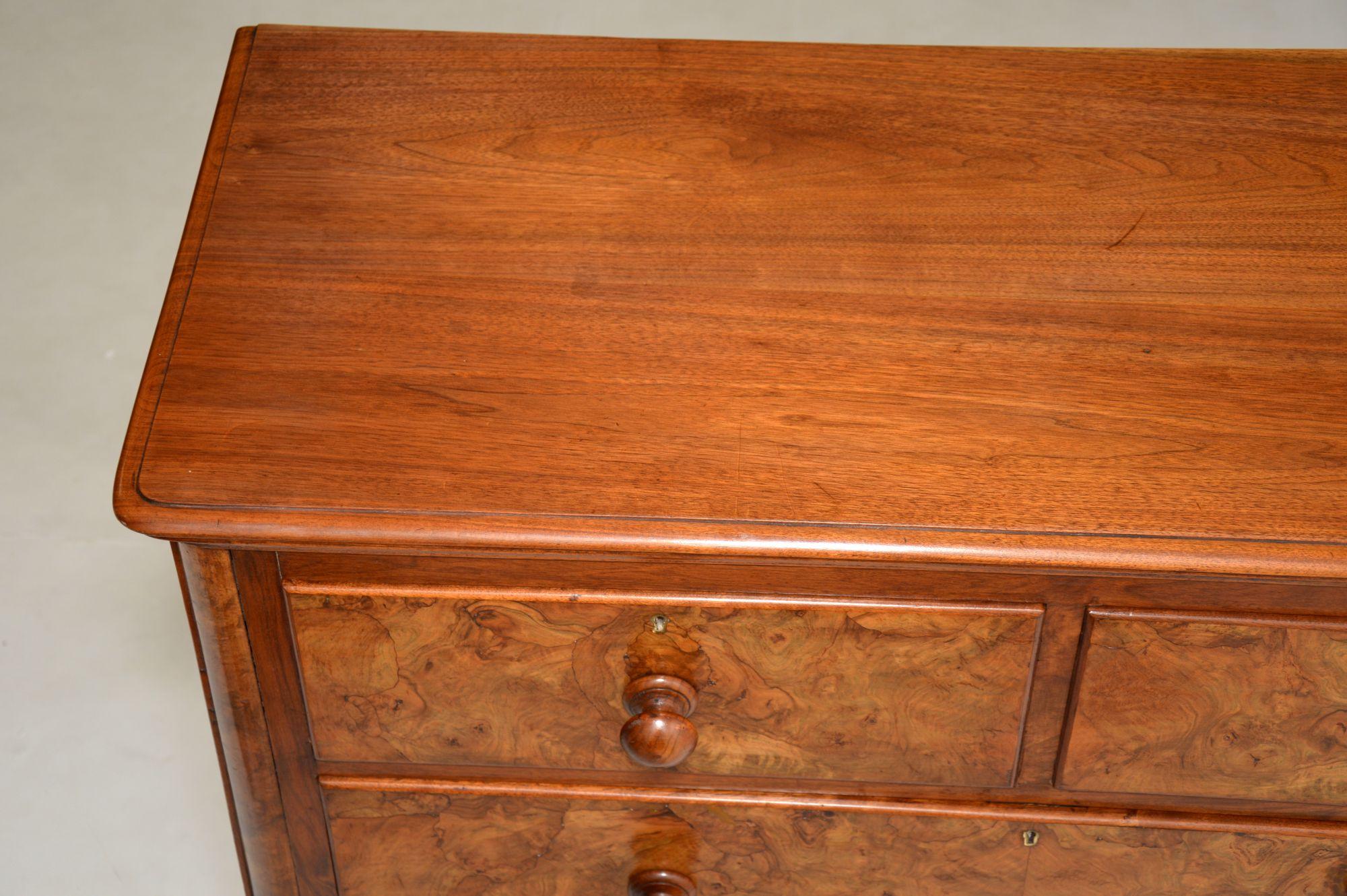 Large Antique Victorian Burr Walnut Chest of Drawers 1