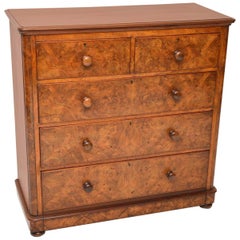 Large Antique Victorian Burr Walnut Chest of Drawers