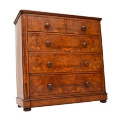 Large Antique Victorian Burr Walnut Chest of Drawers