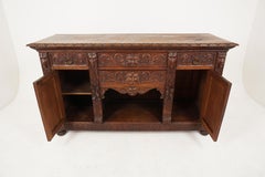 Large Antique Victorian Carved Oak "Green Man" Sideboard, Scotland 1870, B2581