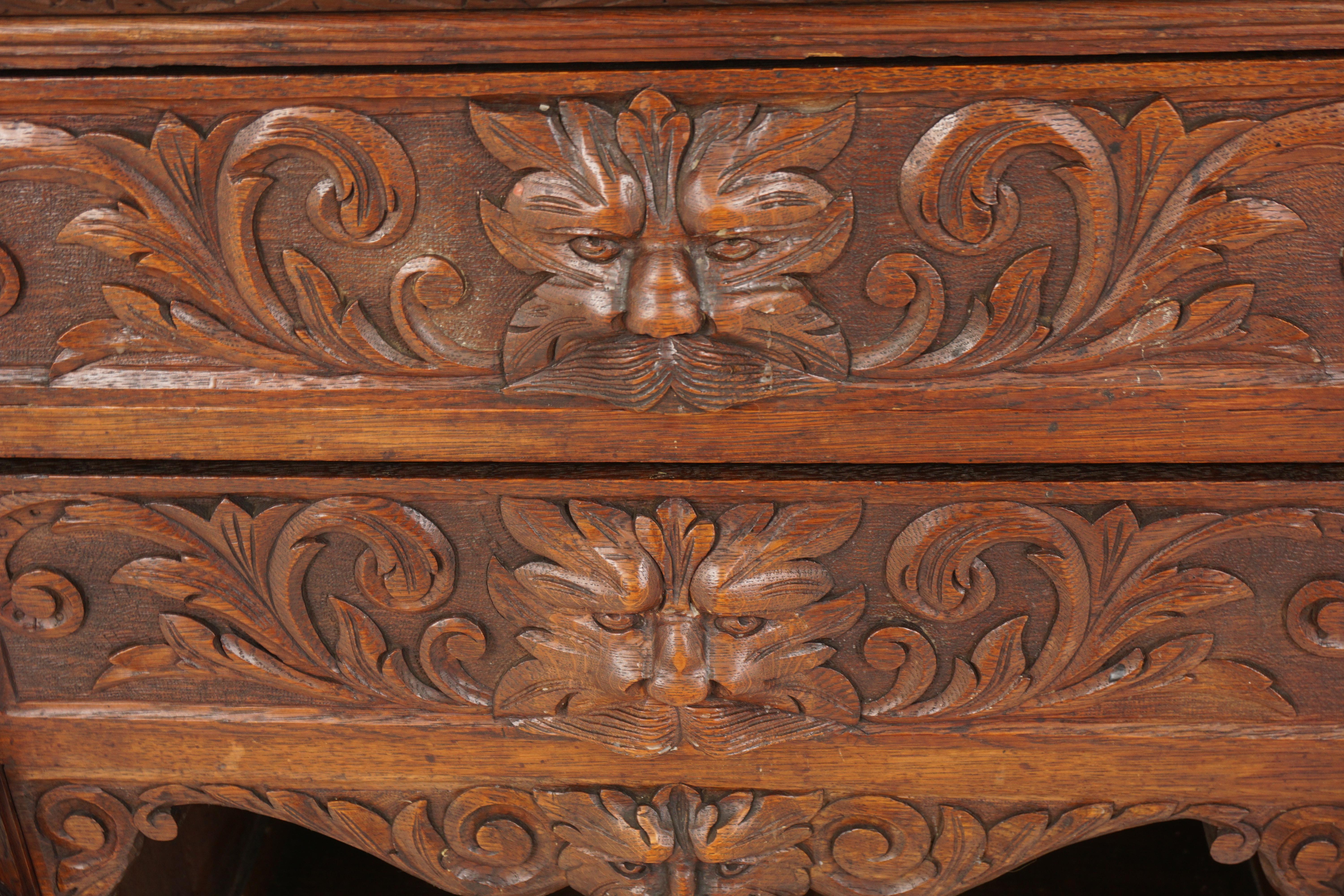 Scottish Large Antique Victorian Carved Oak 