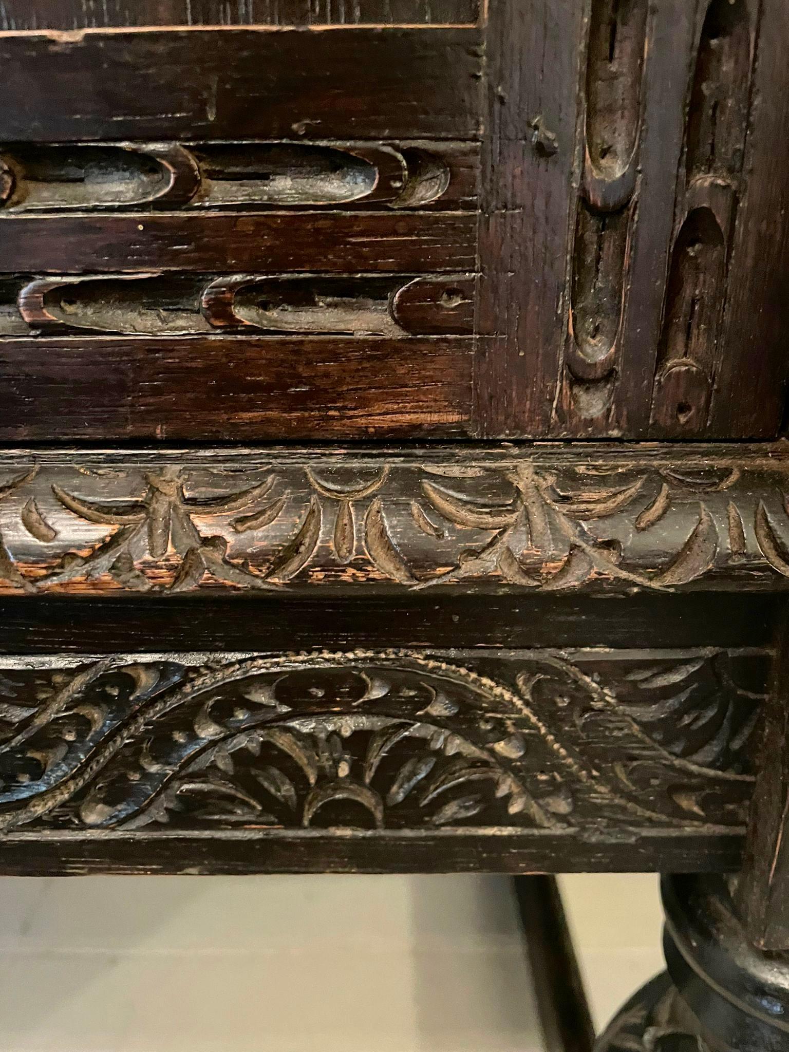 European Large Antique Victorian Carved Oak Side Cabinet For Sale