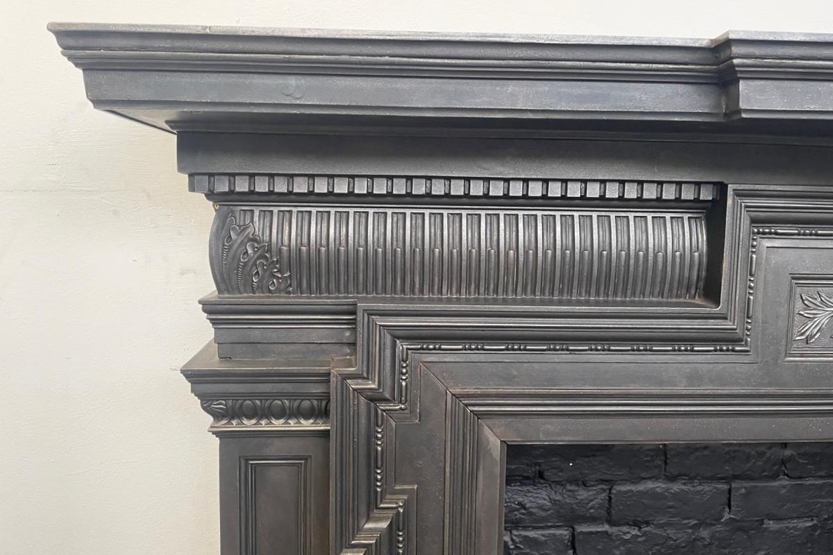 19th Century Large Antique Victorian Cast Iron Fireplace Surround