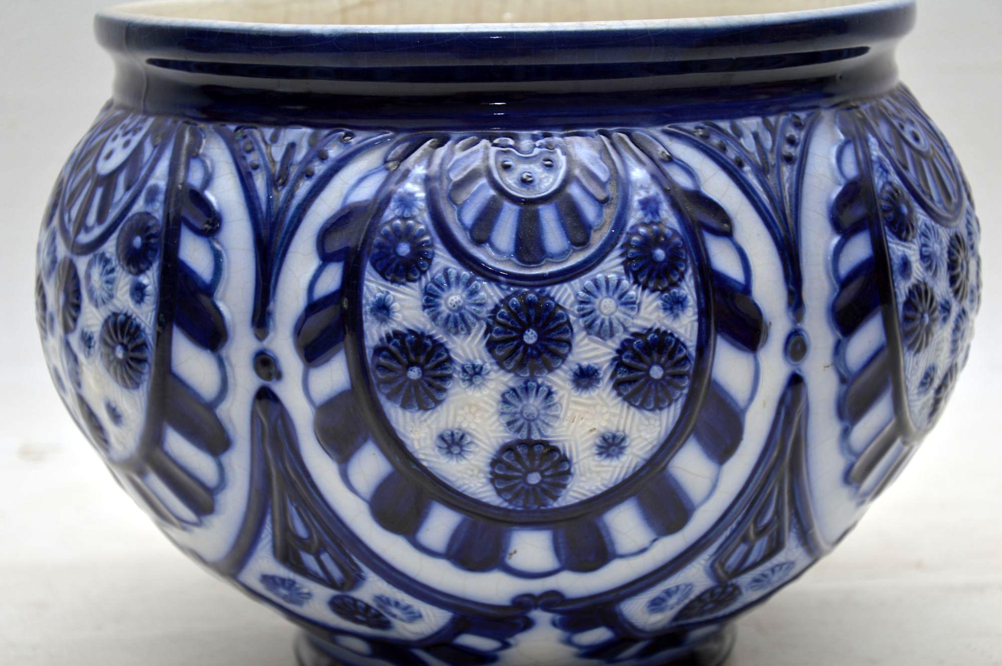 English Large Antique Victorian Ceramic Flower Bowl