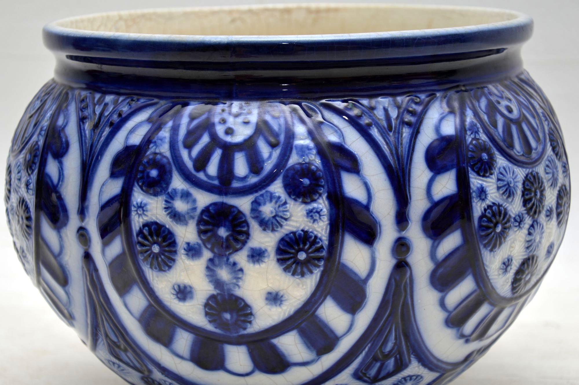 Late 19th Century Large Antique Victorian Ceramic Flower Bowl