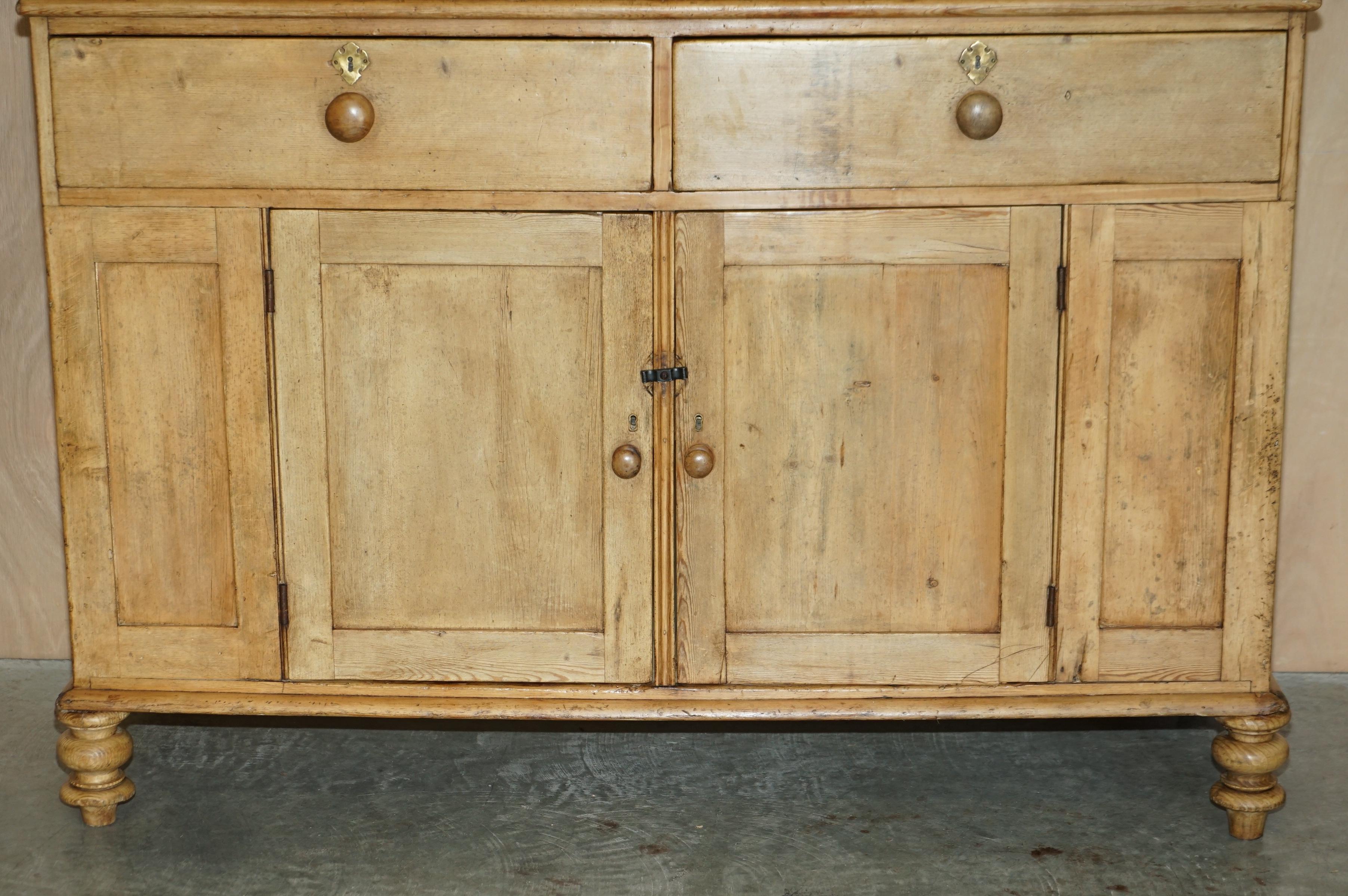 Large Antique Victorian circa 1880 Oak Housekeepers Cupboard Drawers Linen Pots For Sale 6