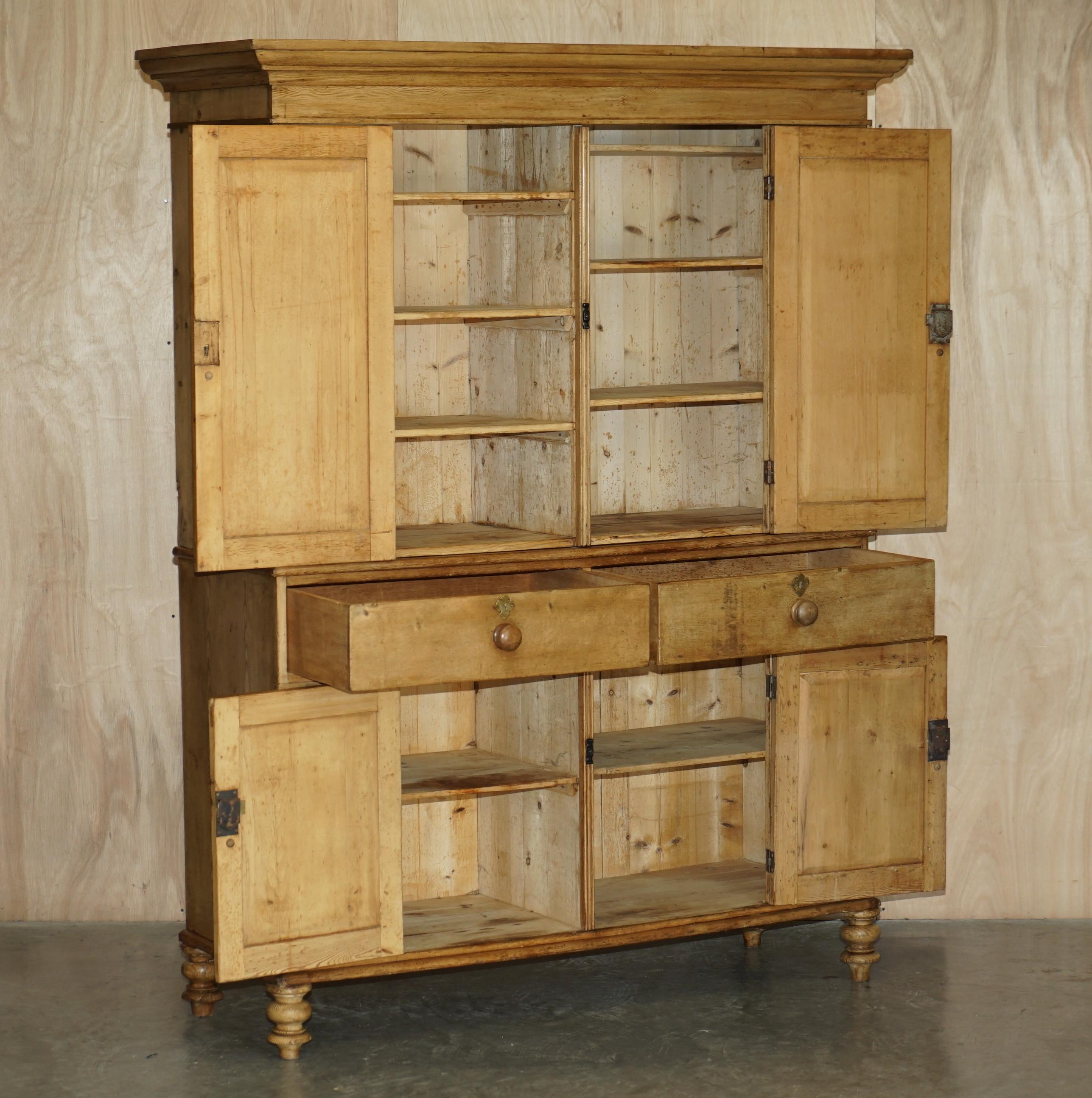 Large Antique Victorian circa 1880 Oak Housekeepers Cupboard Drawers Linen Pots For Sale 10