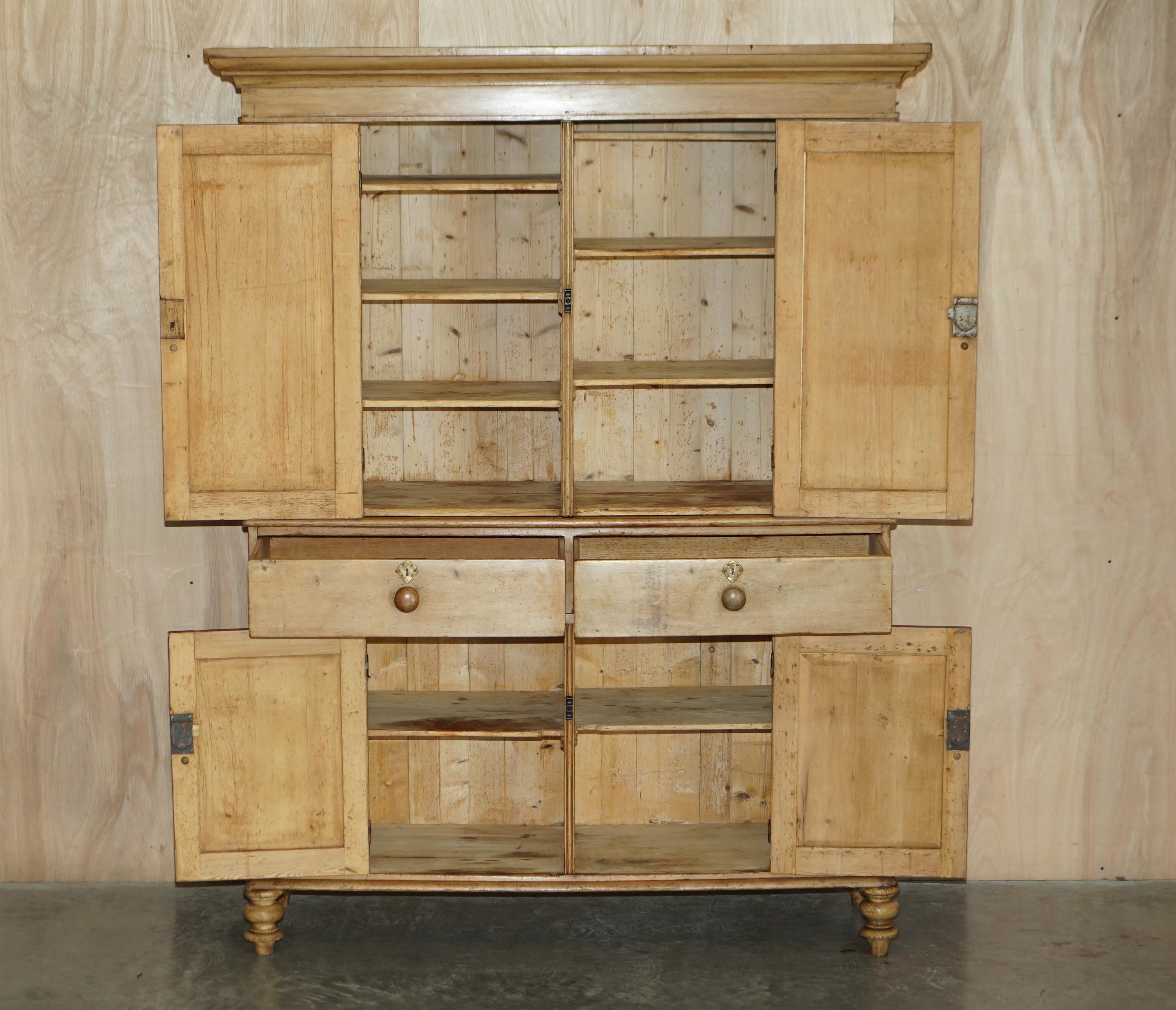 Large Antique Victorian circa 1880 Oak Housekeepers Cupboard Drawers Linen Pots For Sale 11
