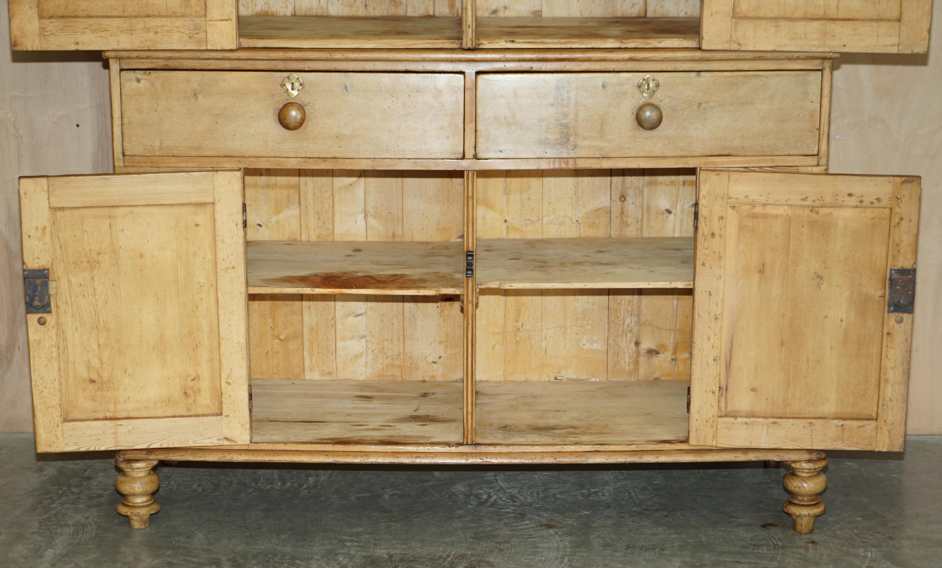 Large Antique Victorian circa 1880 Oak Housekeepers Cupboard Drawers Linen Pots For Sale 14