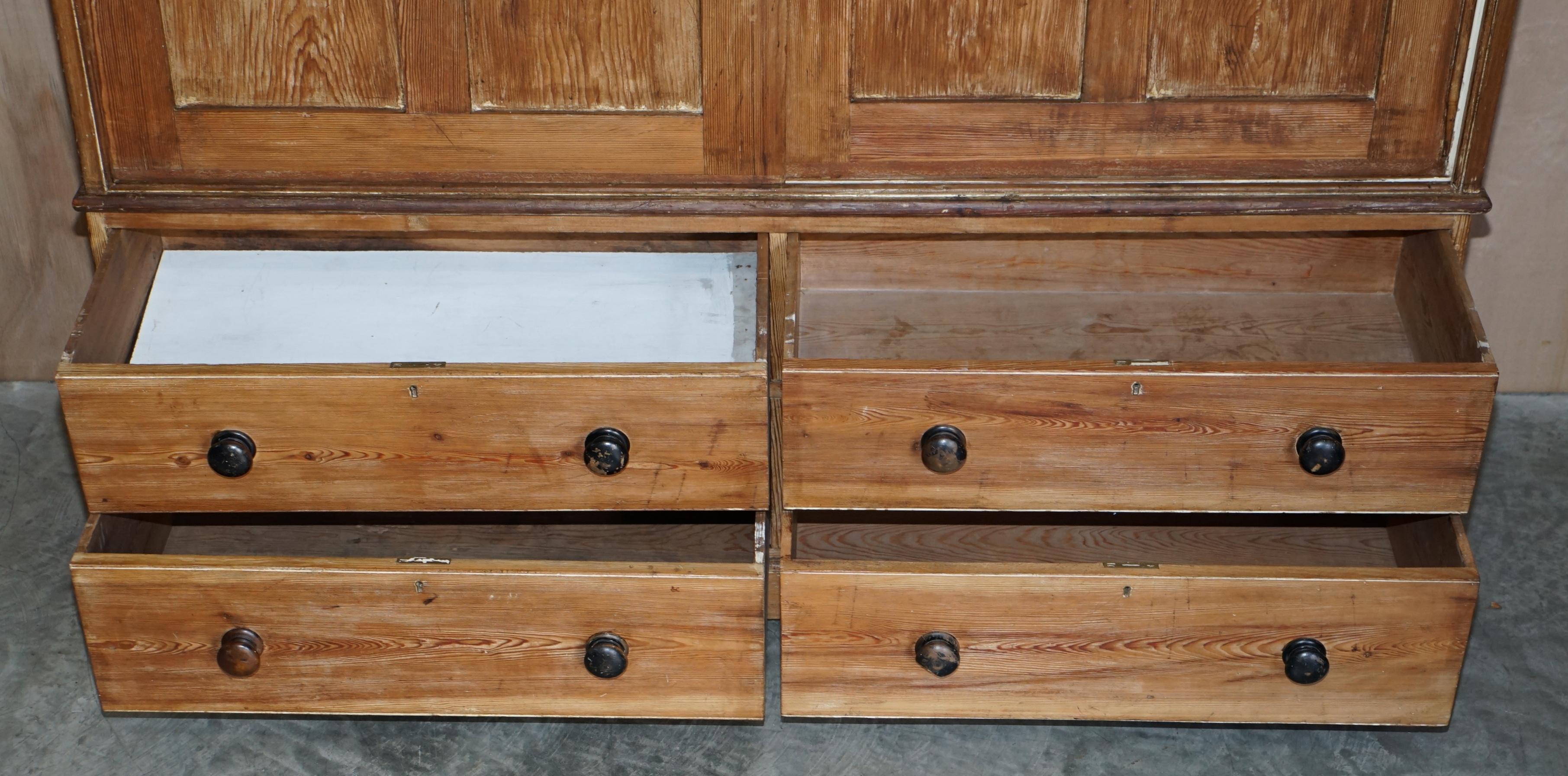 Large Antique Victorian circa 1880 Pine Housekeepers Cupboard Drawers Linen Pots 5