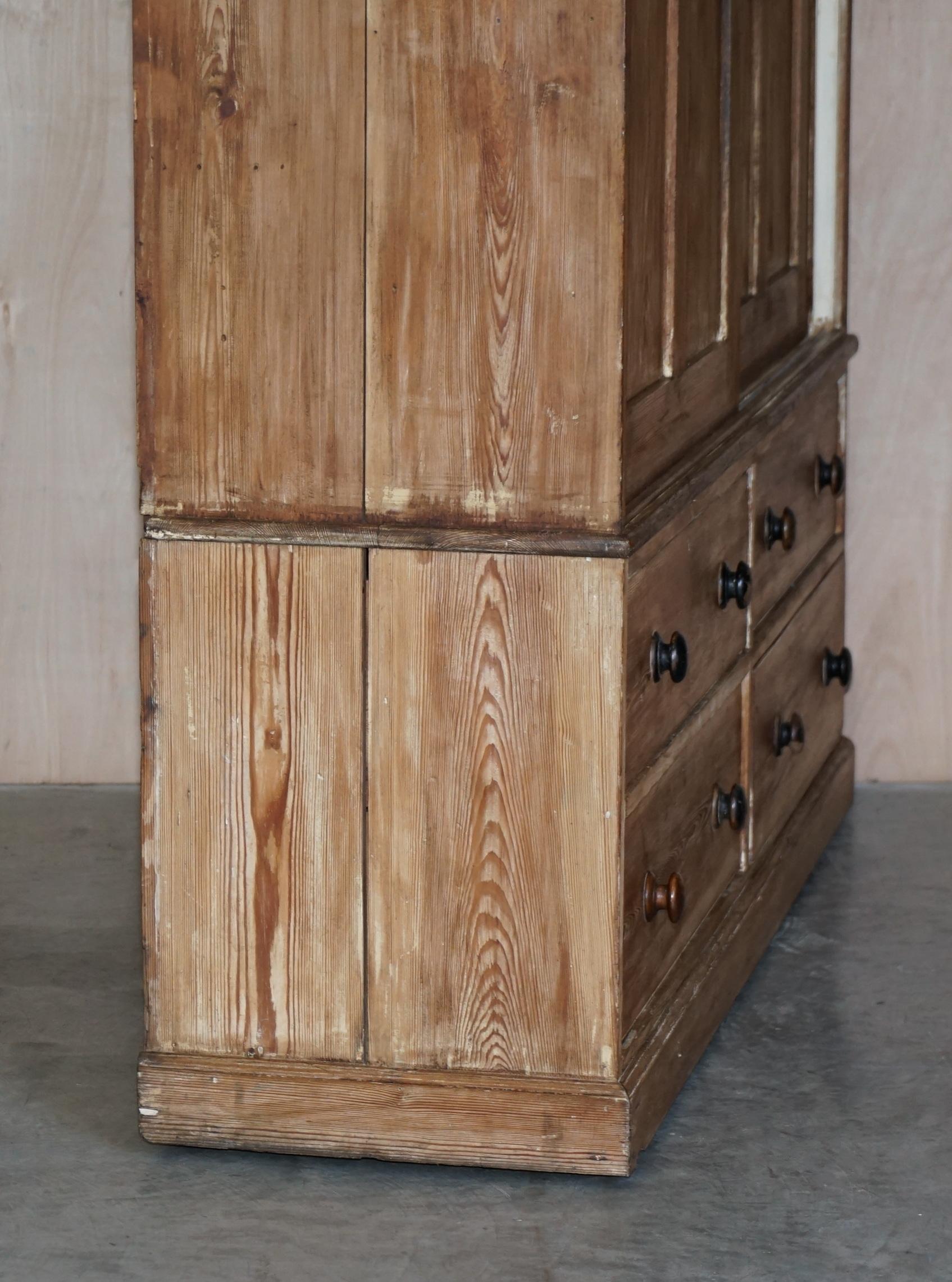 Large Antique Victorian circa 1880 Pine Housekeepers Cupboard Drawers Linen Pots 11