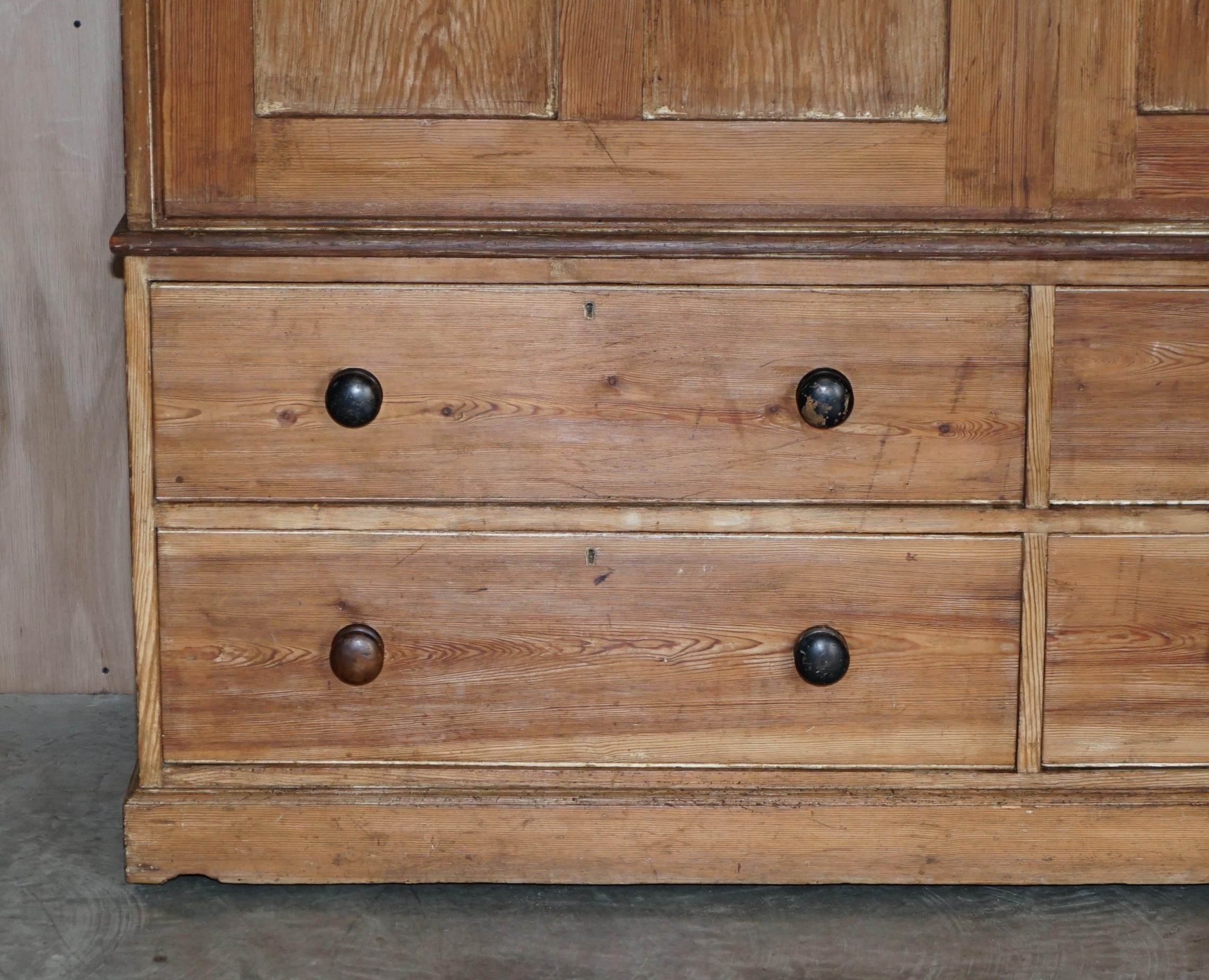 High Victorian Large Antique Victorian circa 1880 Pine Housekeepers Cupboard Drawers Linen Pots