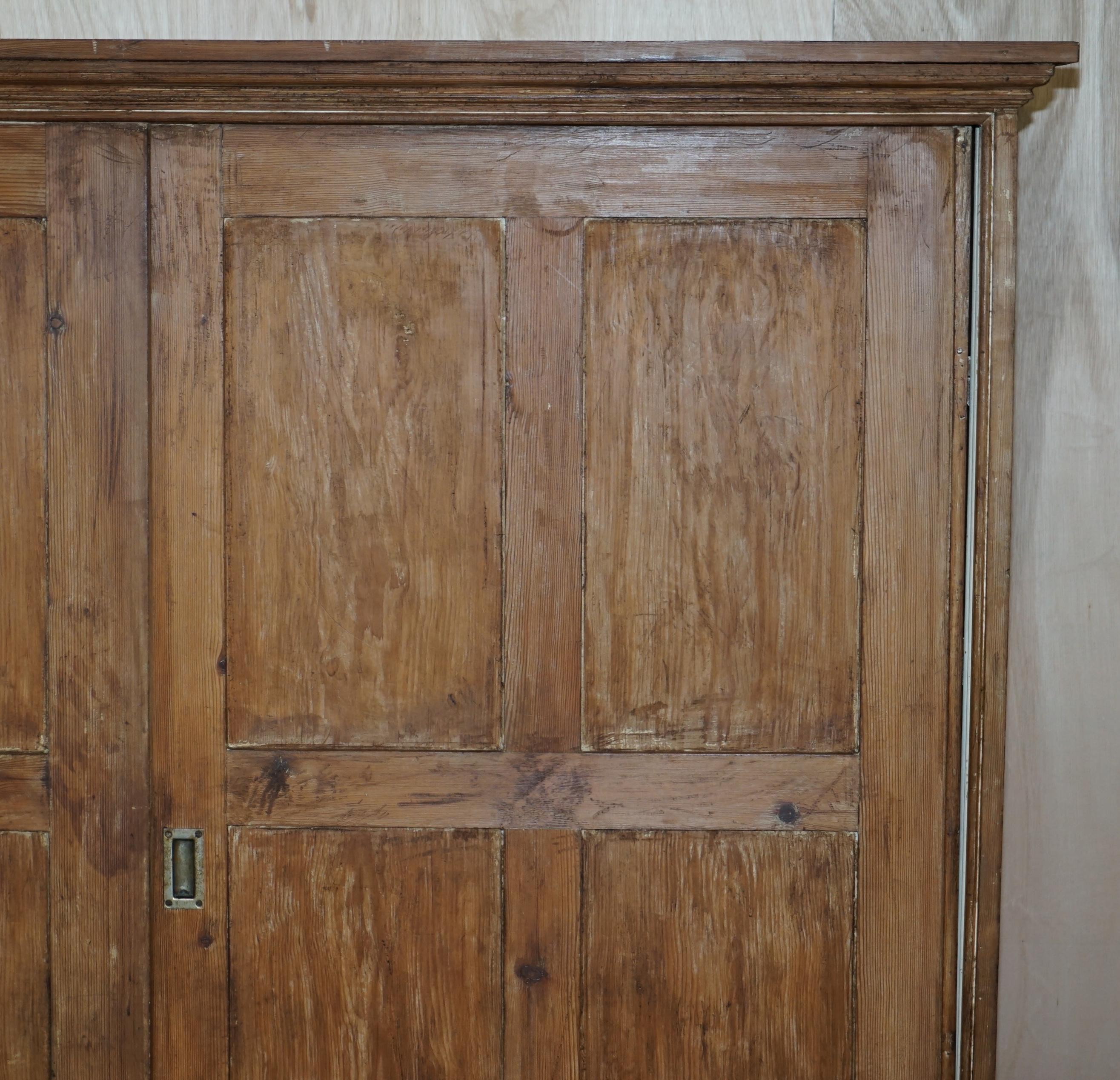 English Large Antique Victorian circa 1880 Pine Housekeepers Cupboard Drawers Linen Pots