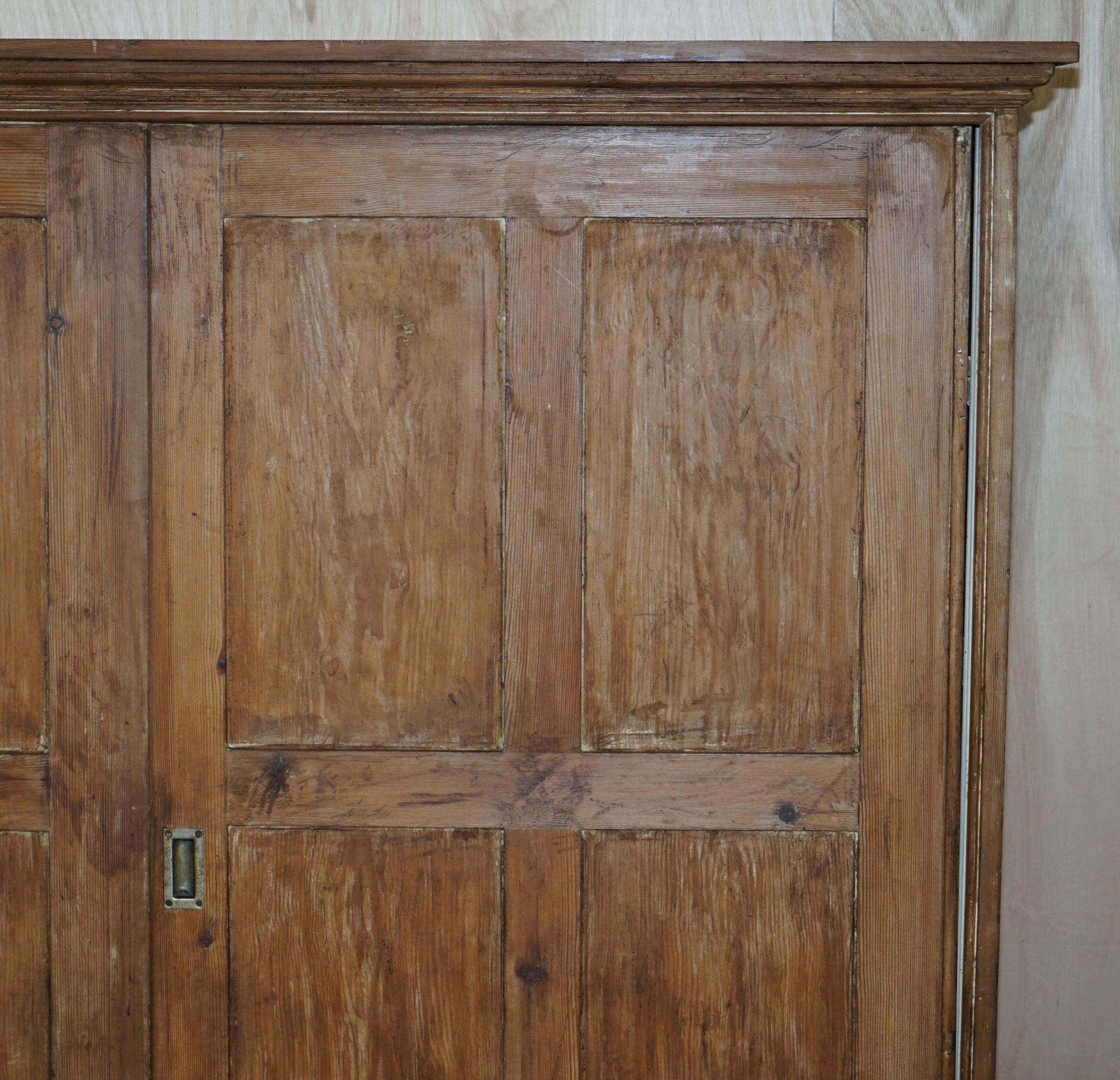 Hand-Crafted Large Antique Victorian circa 1880 Pine Housekeepers Cupboard Drawers Linen Pots