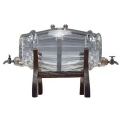 Large Antique Victorian Double Compartment Glass Spirit Barrell Decanter, c1880
