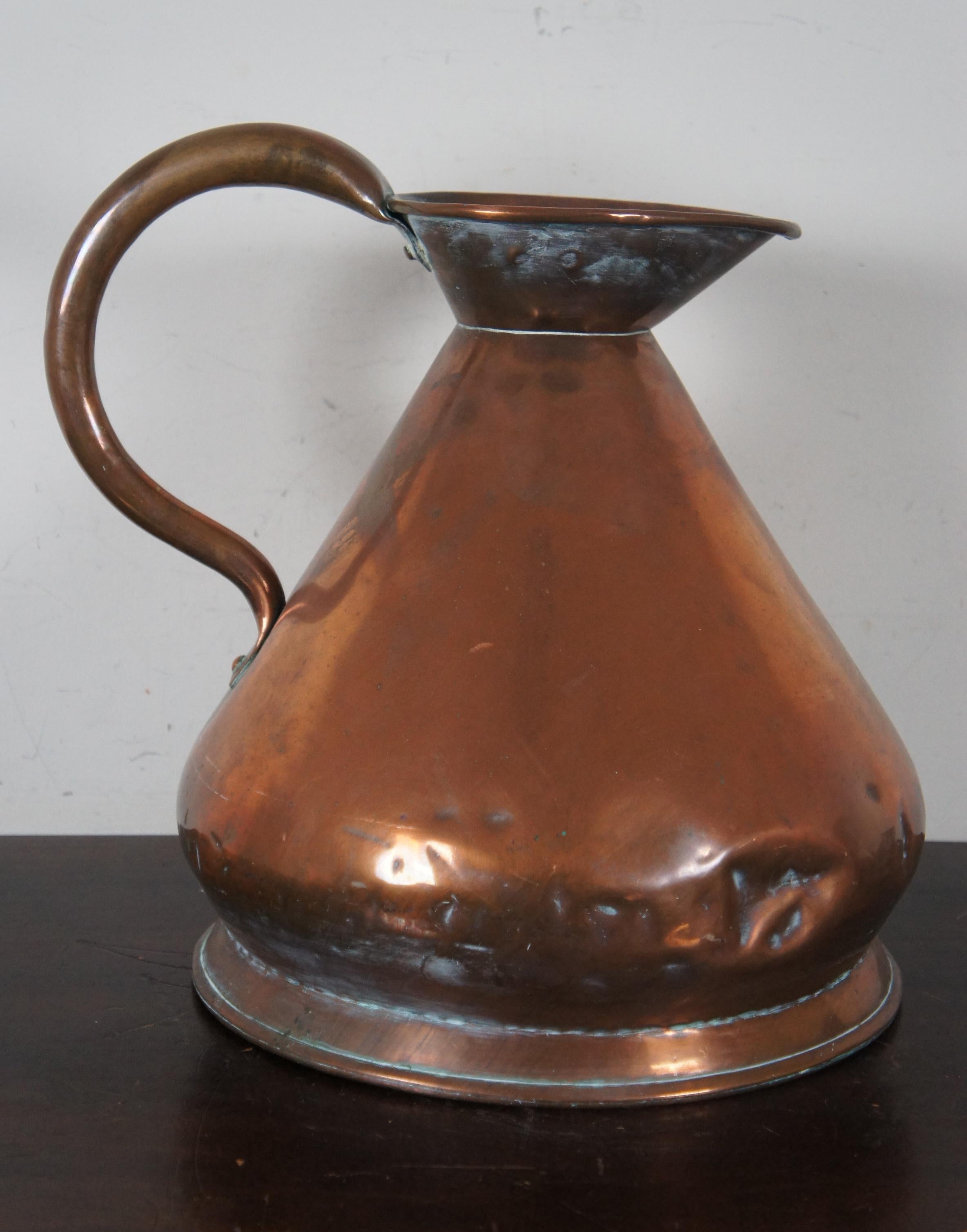 19th Century Large Antique Victorian Dovetailed Copper 3 Gallon Haystack Pitcher Ale English