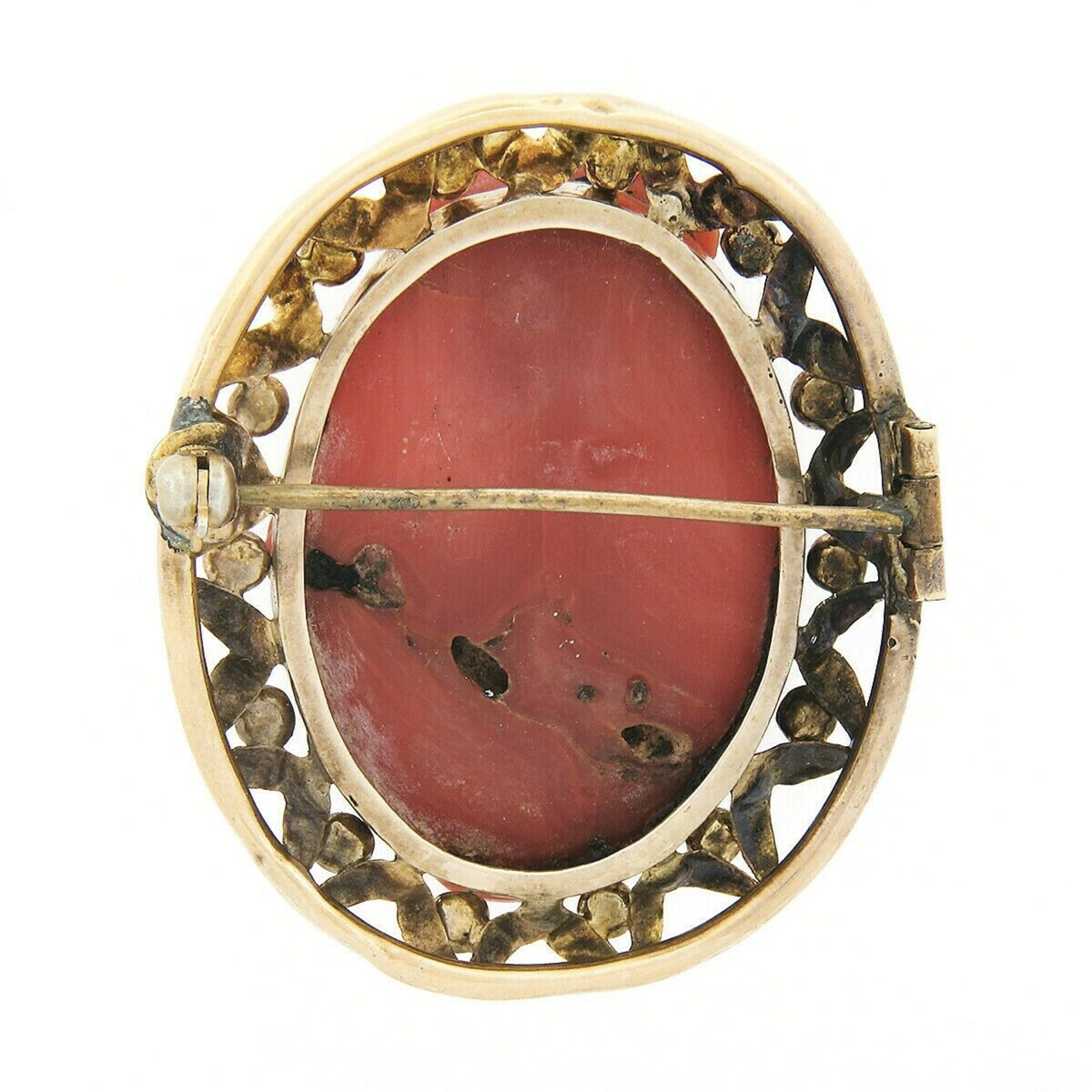 antique coral brooch