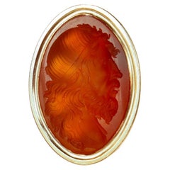 Großes antikes viktorianisches Gold- und geschnitztes Karneol-Intaglio-Siegel/Siegel eines Gelehrten aus Karneol