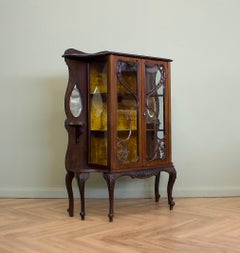 Large Antique Victorian Gothic Ebonised China Display Cabinet, 1890s