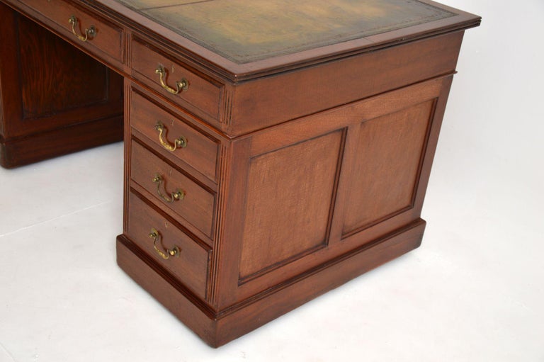 Large Antique Victorian Leather Top Pedestal Desk at 1stDibs