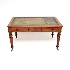 Large Antique Victorian Leather Top Writing Table / Desk