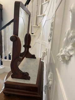Large Antique Victorian Mahogany and Marble Topped Swing Mirror