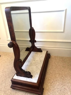 Large Antique Victorian Mahogany and Marble Topped Toilet Swing Mirror