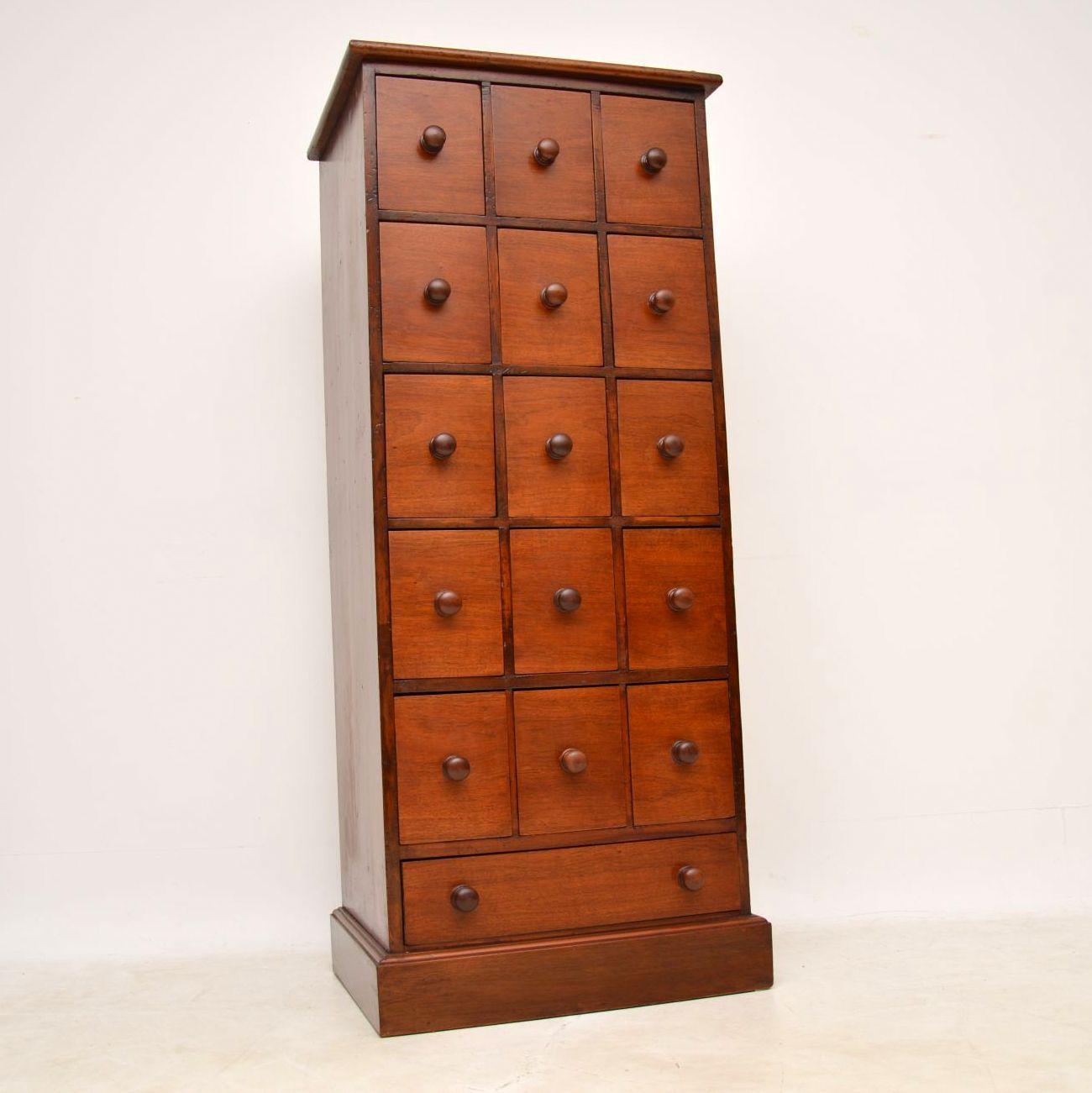 English Large Antique Victorian Mahogany Apothecary Chest of Drawers