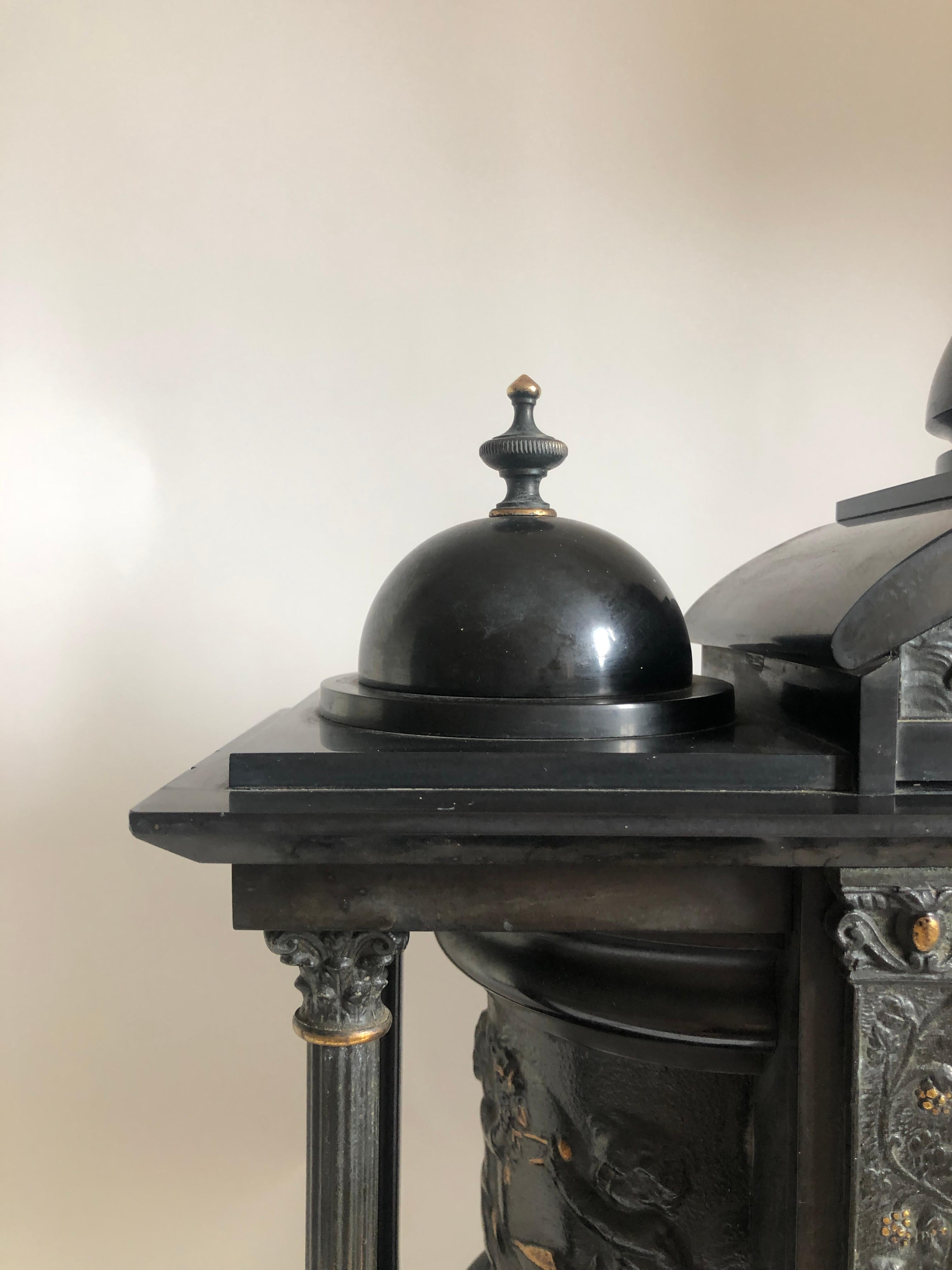 victorian black marble mantel clock