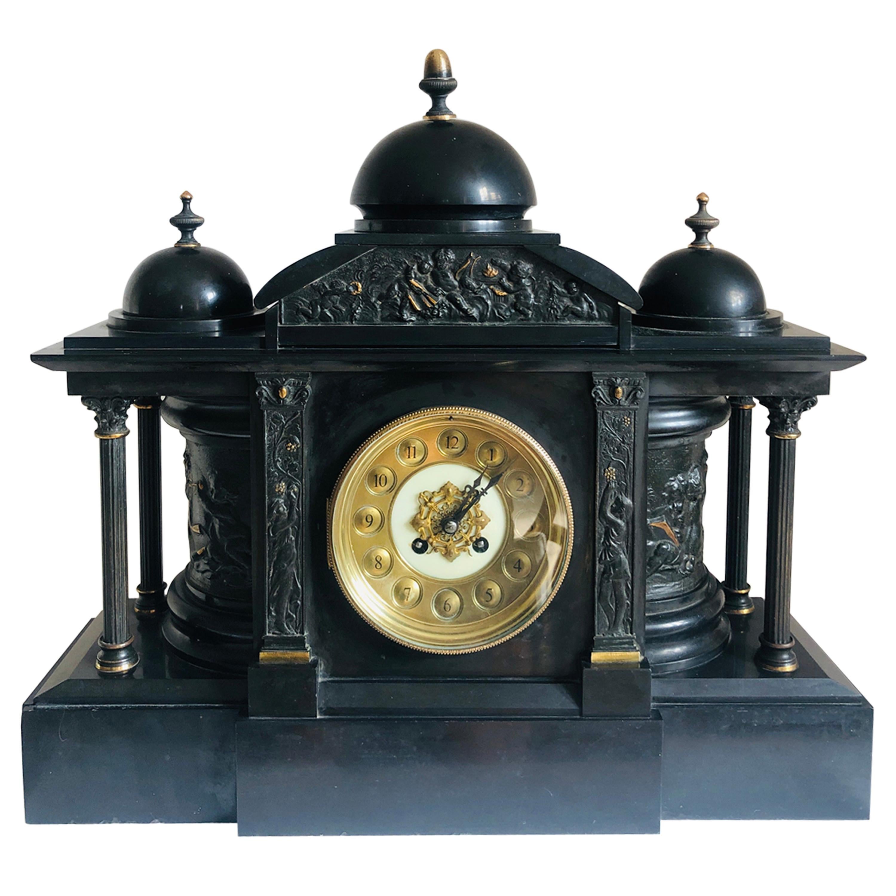 Exceptional Victorian Wall Clock, Large Mahogany Clock For Sale at 1stDibs