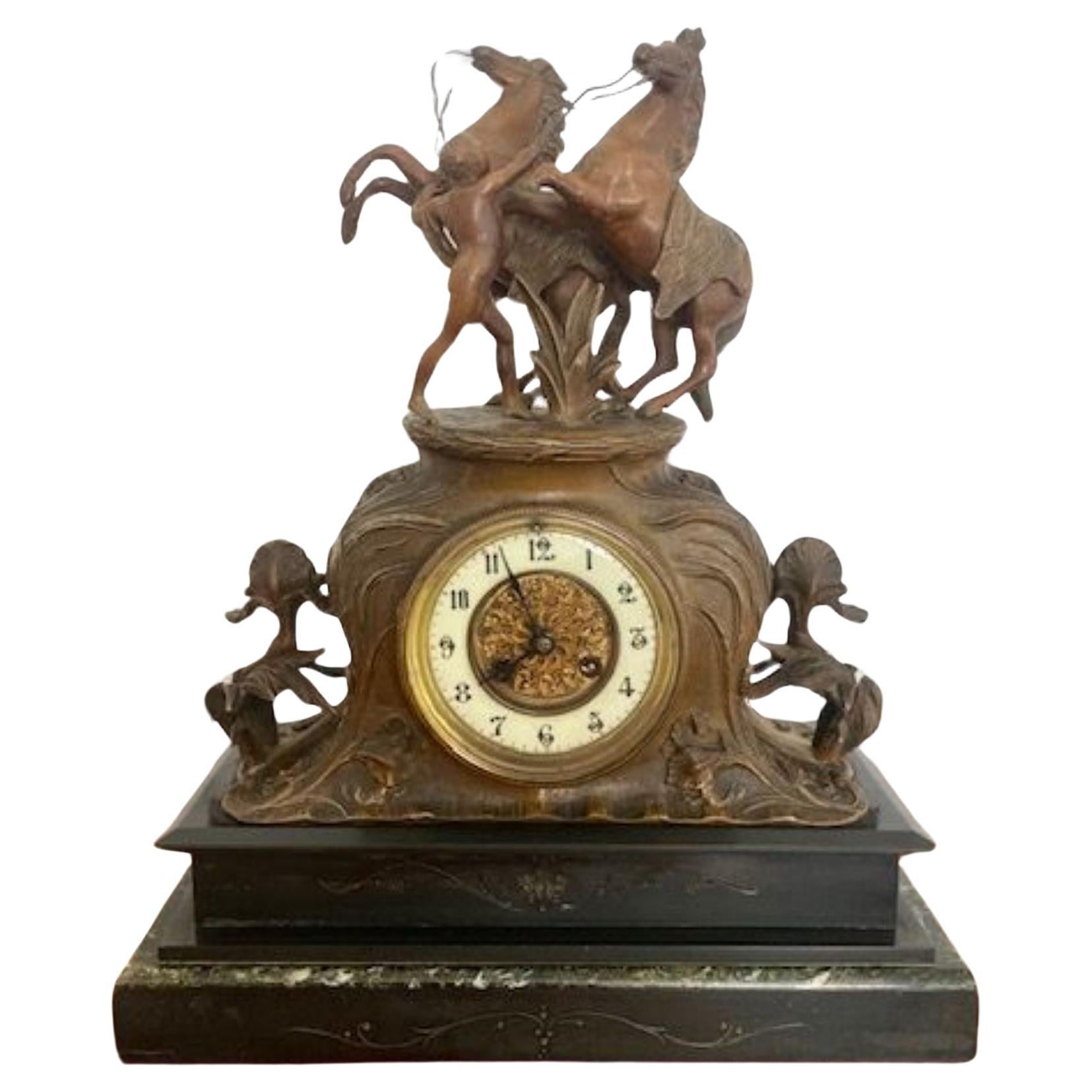 Large Antique Victorian Marble Mantle Clock  For Sale