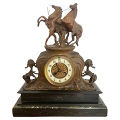 Large Antique Victorian Marble Mantle Clock 