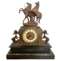 Large Antique Victorian Marble Mantle Clock