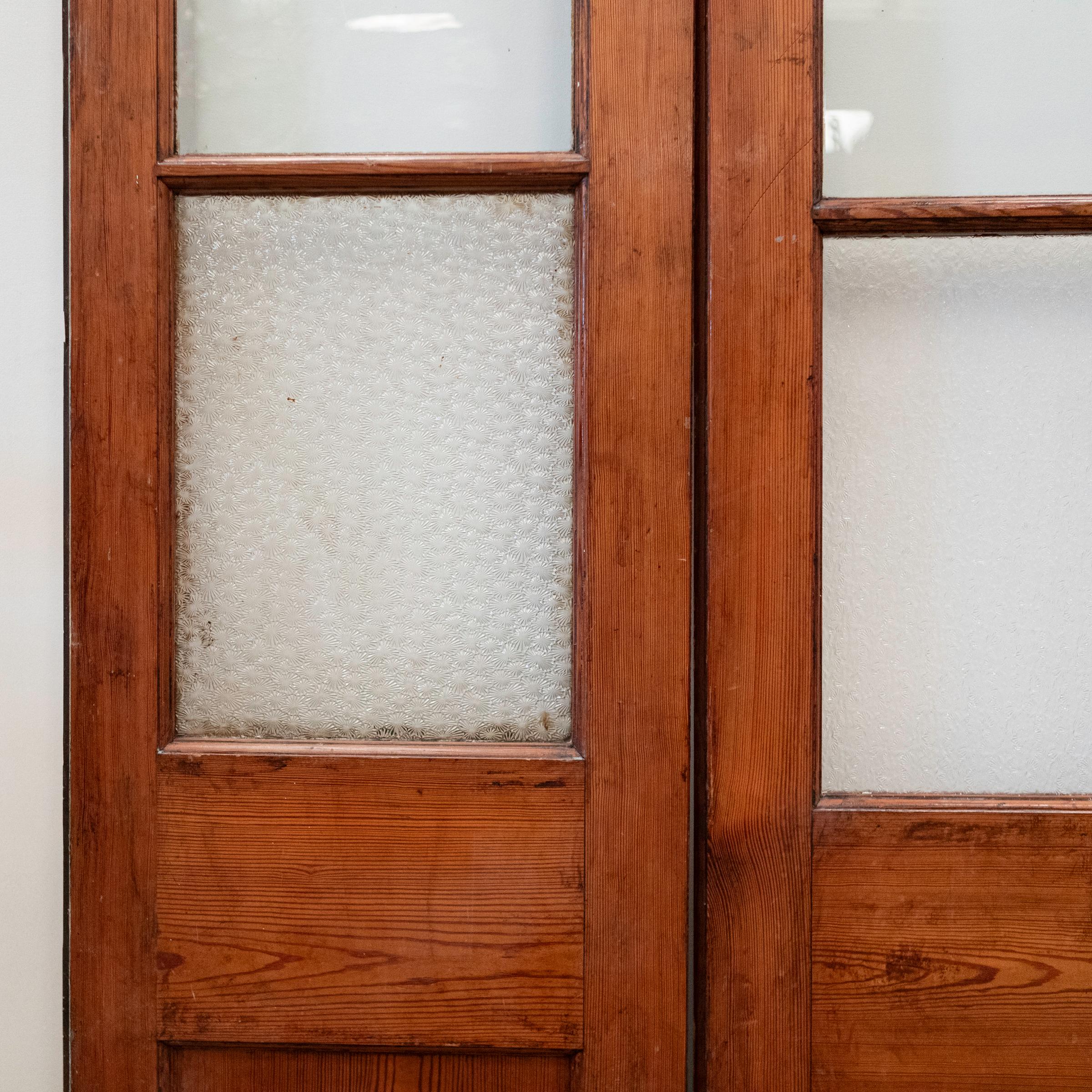 Extremely versatile, this original Victorian room divider can be arranged to suit several uses with its modular sections. The solid pitch pine doors were reclaimed from a Victorian chapel in Cumbria and they can be rearranged (or added and