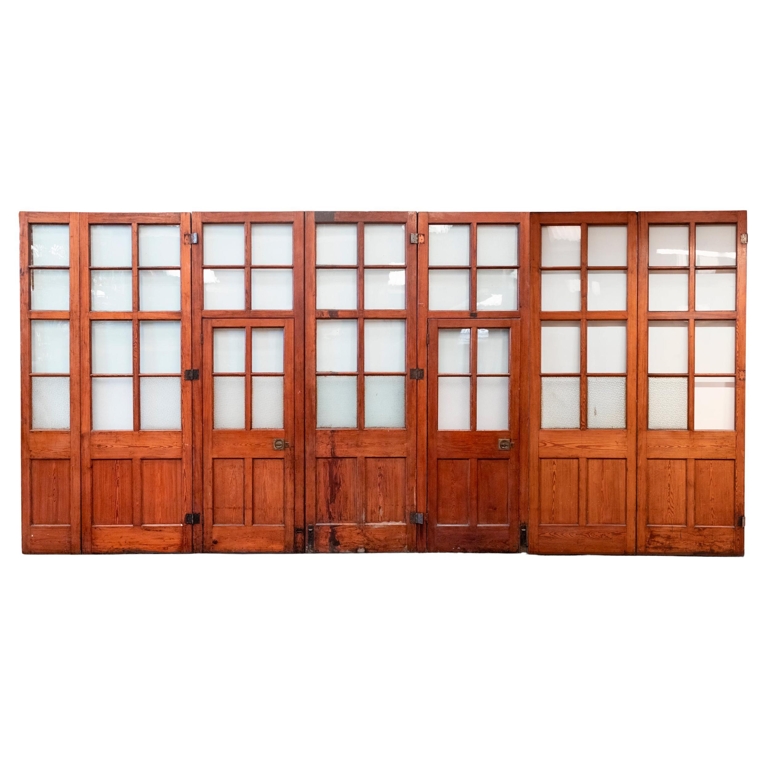 Large Antique Victorian Modular Glazed Room Divider  Partition Doors
