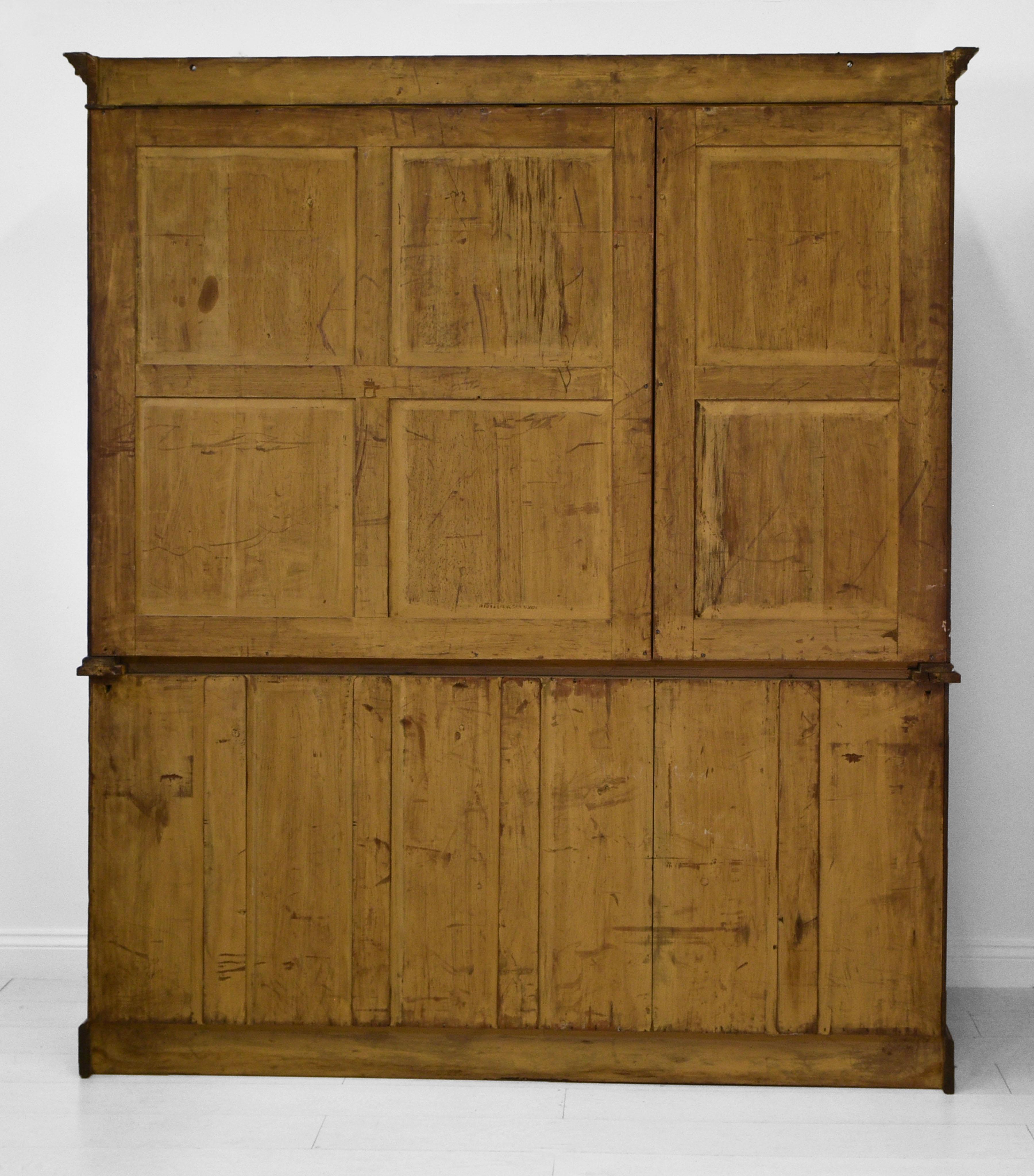 Large Antique Victorian Oak Three Door Bookcase, Circa 1870 14