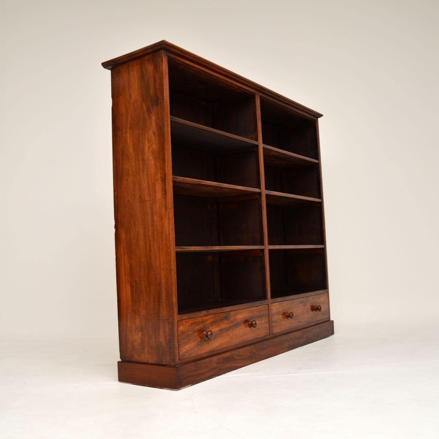 British Large Antique Victorian Open Bookcase For Sale