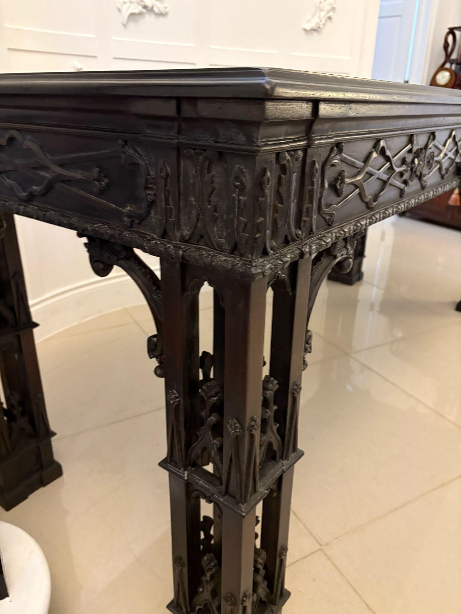 Large Antique Victorian Outstanding Quality Carved Mahogany Console Table For Sale 4