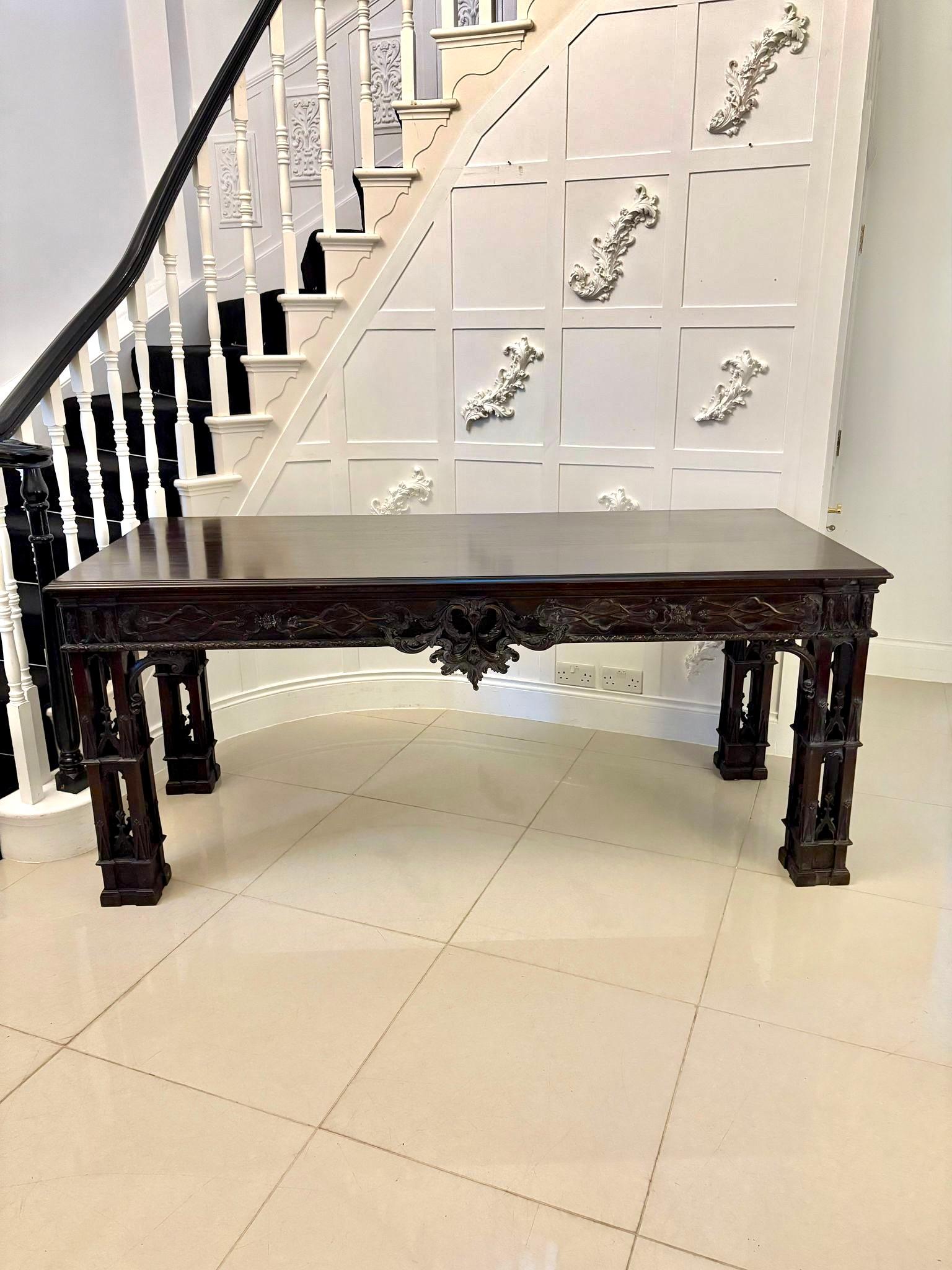 Large Antique Victorian Outstanding Quality Carved Mahogany Console Table For Sale 5