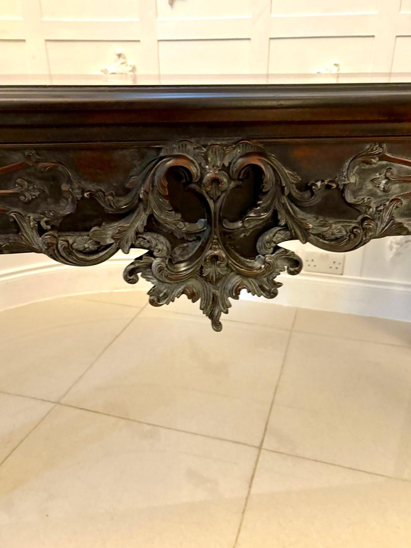 English Large Antique Victorian Outstanding Quality Carved Mahogany Console Table For Sale