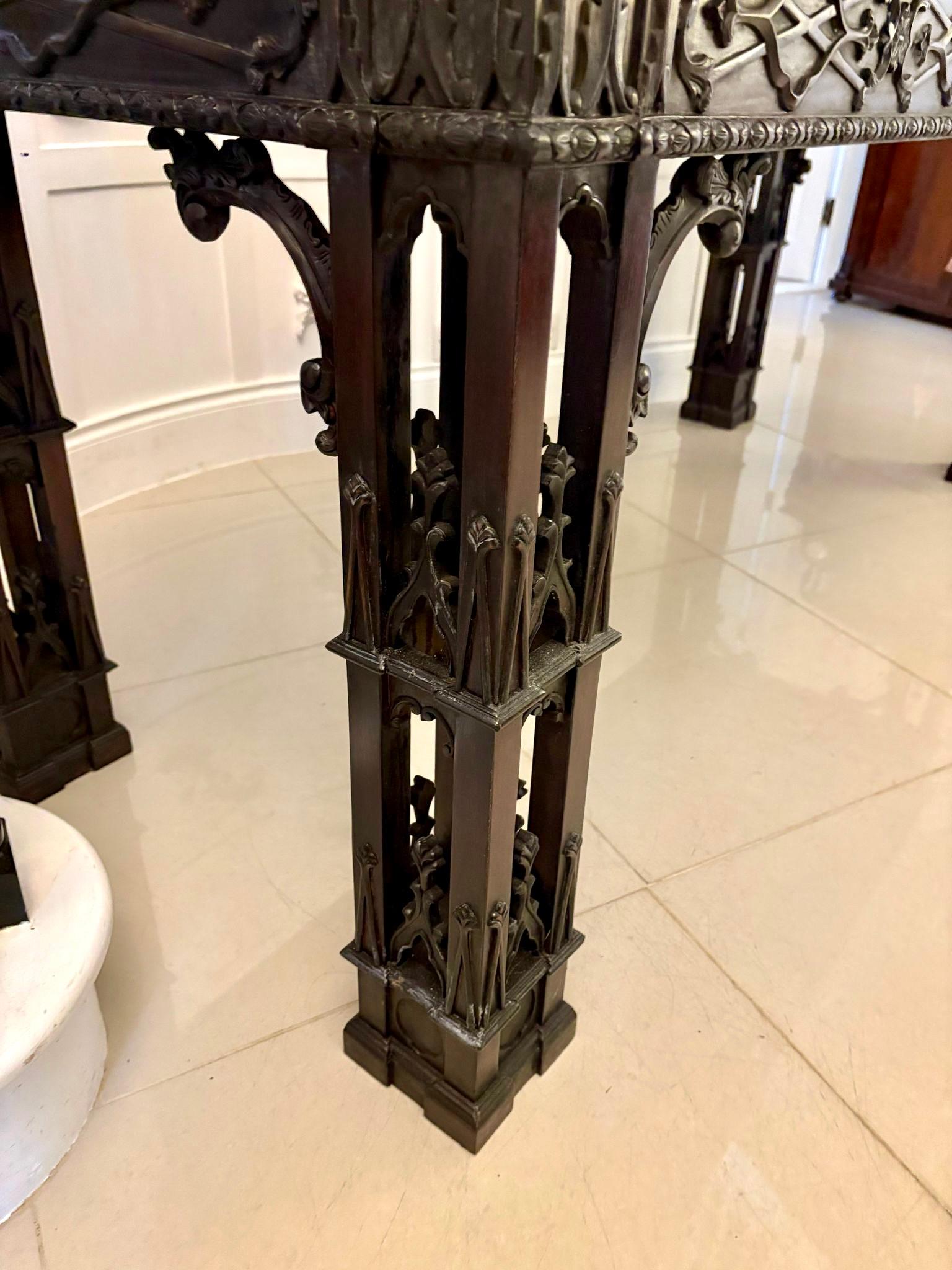Large Antique Victorian Outstanding Quality Carved Mahogany Console Table For Sale 2