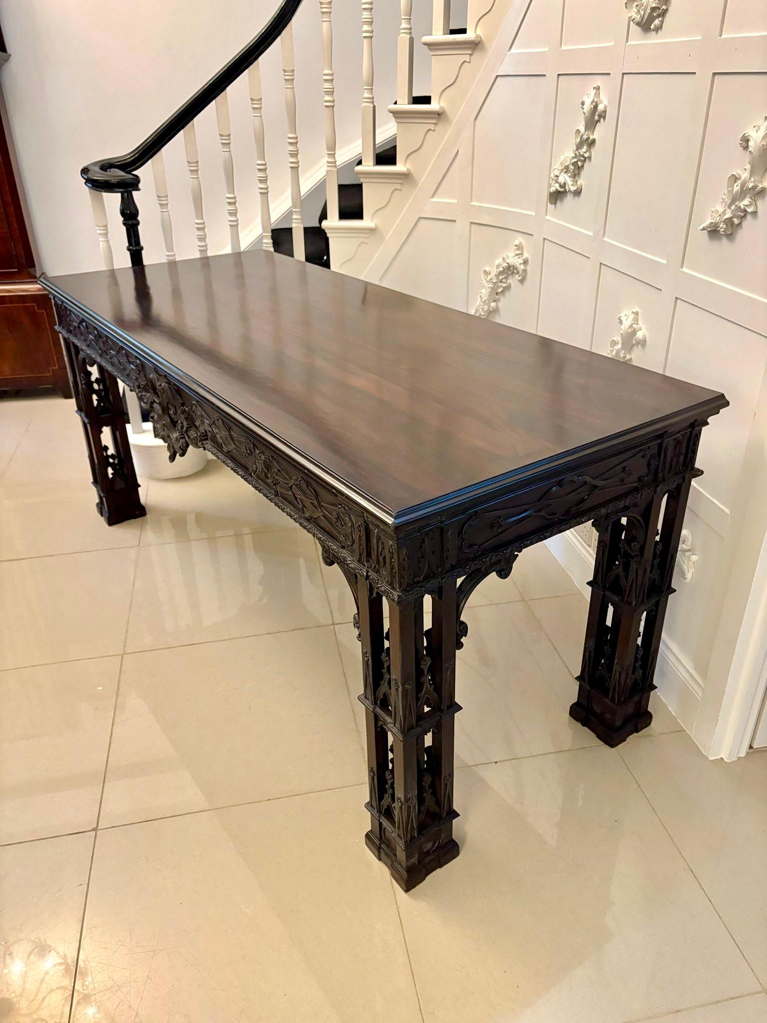 Large Antique Victorian Outstanding Quality Carved Mahogany Console Table For Sale 3