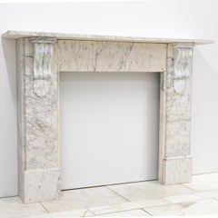 Large Antique Victorian Pencilvein Marble Corbel Fireplace Surround