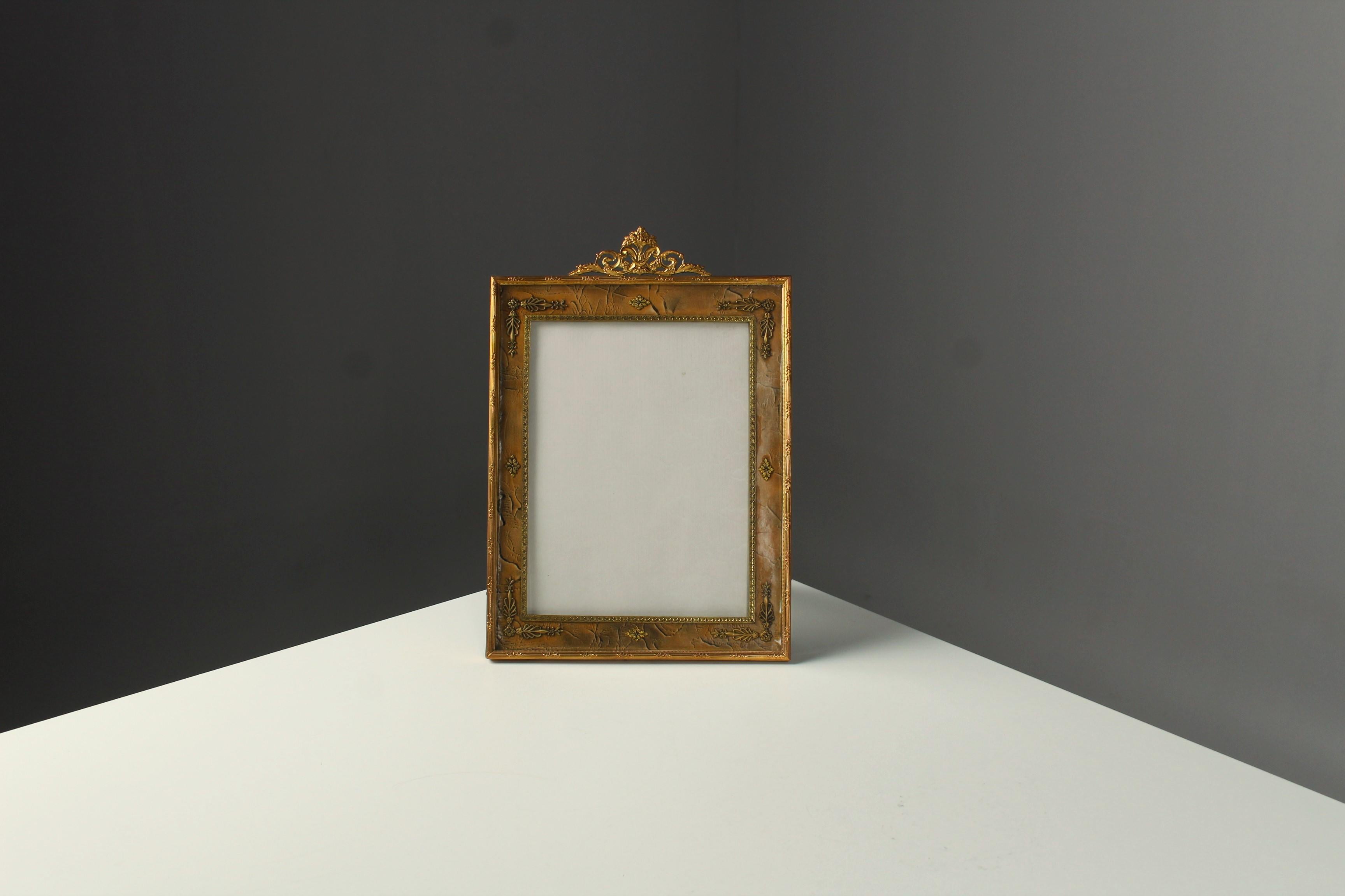 Late Victorian Large Antique Victorian Picture Frame, Brass, France, 1890s, 16 x 22 cm For Sale