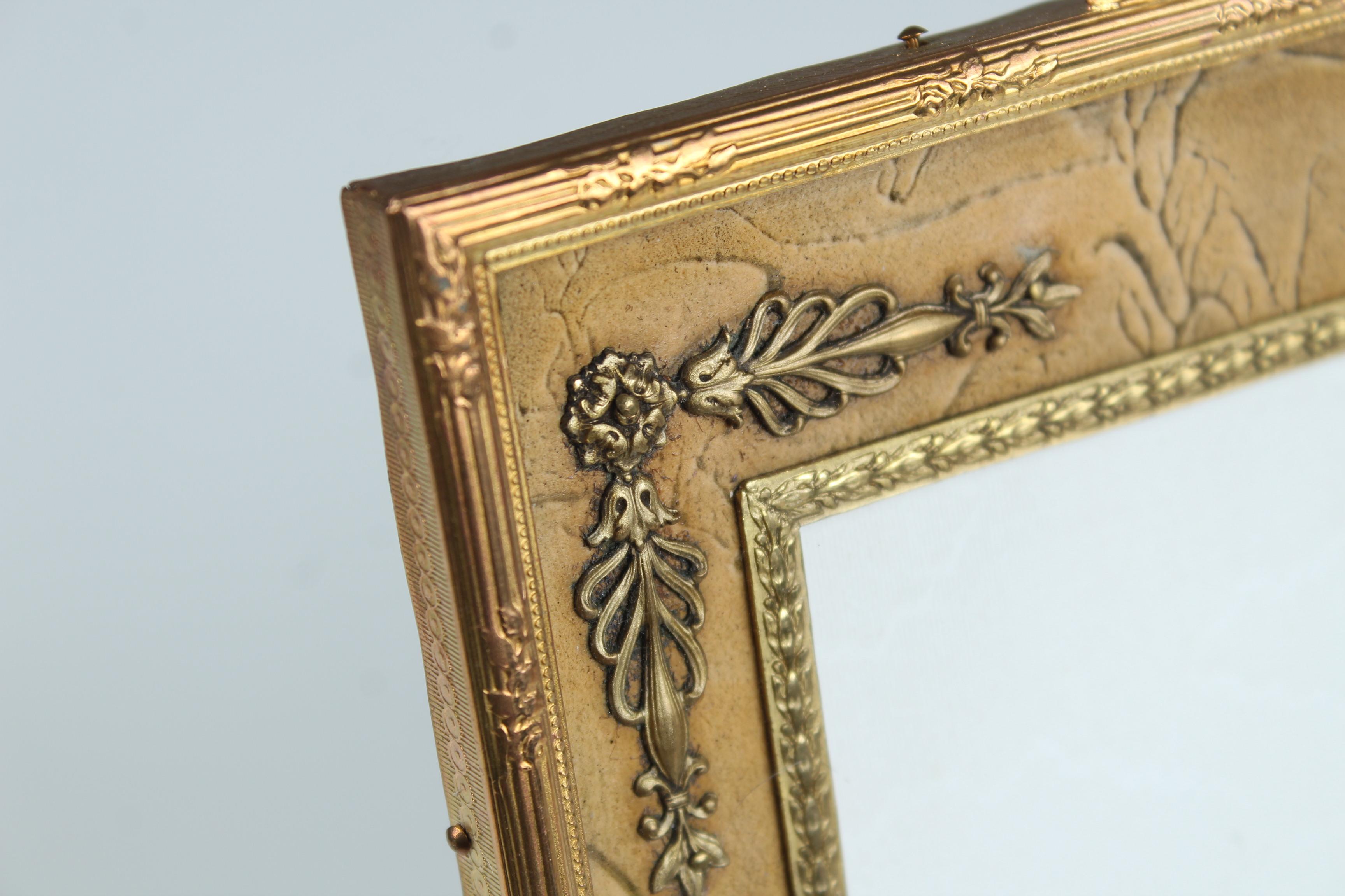 French Large Antique Victorian Picture Frame, Brass, France, 1890s, 16 x 22 cm For Sale