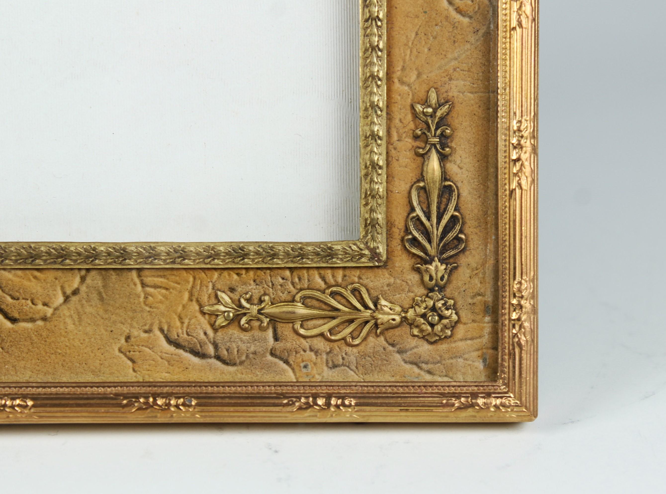 Large Antique Victorian Picture Frame, Brass, France, 1890s, 16 x 22 cm In Good Condition For Sale In Greven, DE