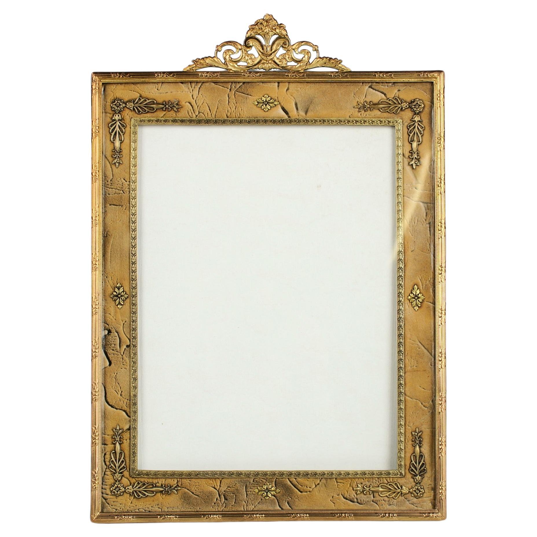 Grande cornice antica vittoriana, ottone, Francia, 1890, 16 x 22 cm