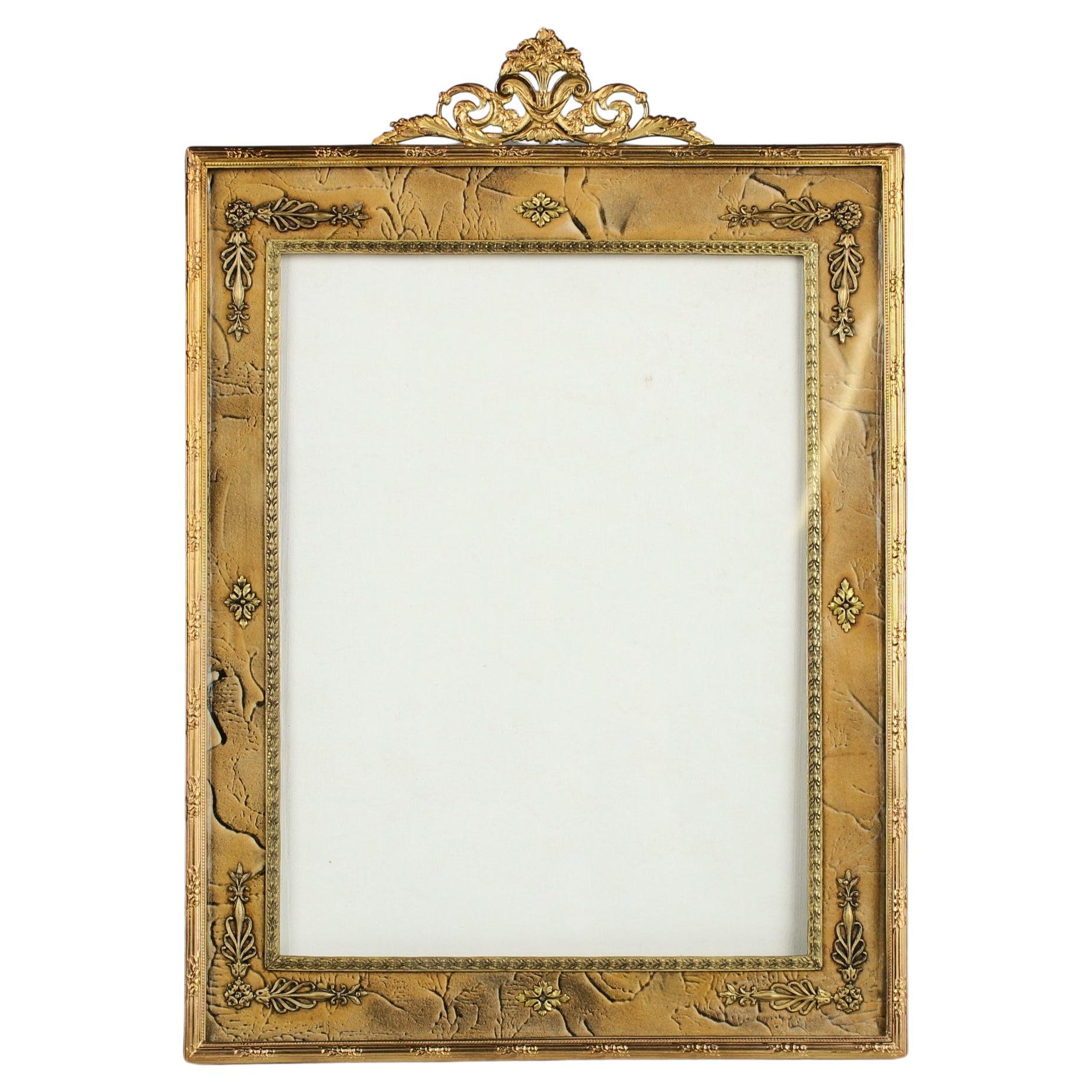 Large Antique Victorian Picture Frame, Brass, France, 1890s, 16 x 22 cm For Sale