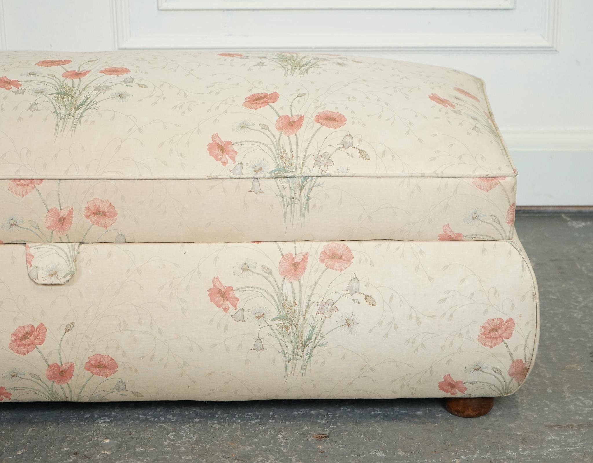 Hand-Crafted LARGE ANTIQUE VICTORIAN POPPY FLOWER PATTERN FABRiC OTTOMAN CHEST TRUNK  J1 For Sale