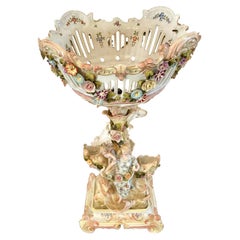Large Antique Victorian Porcelain China Pedestal Compote